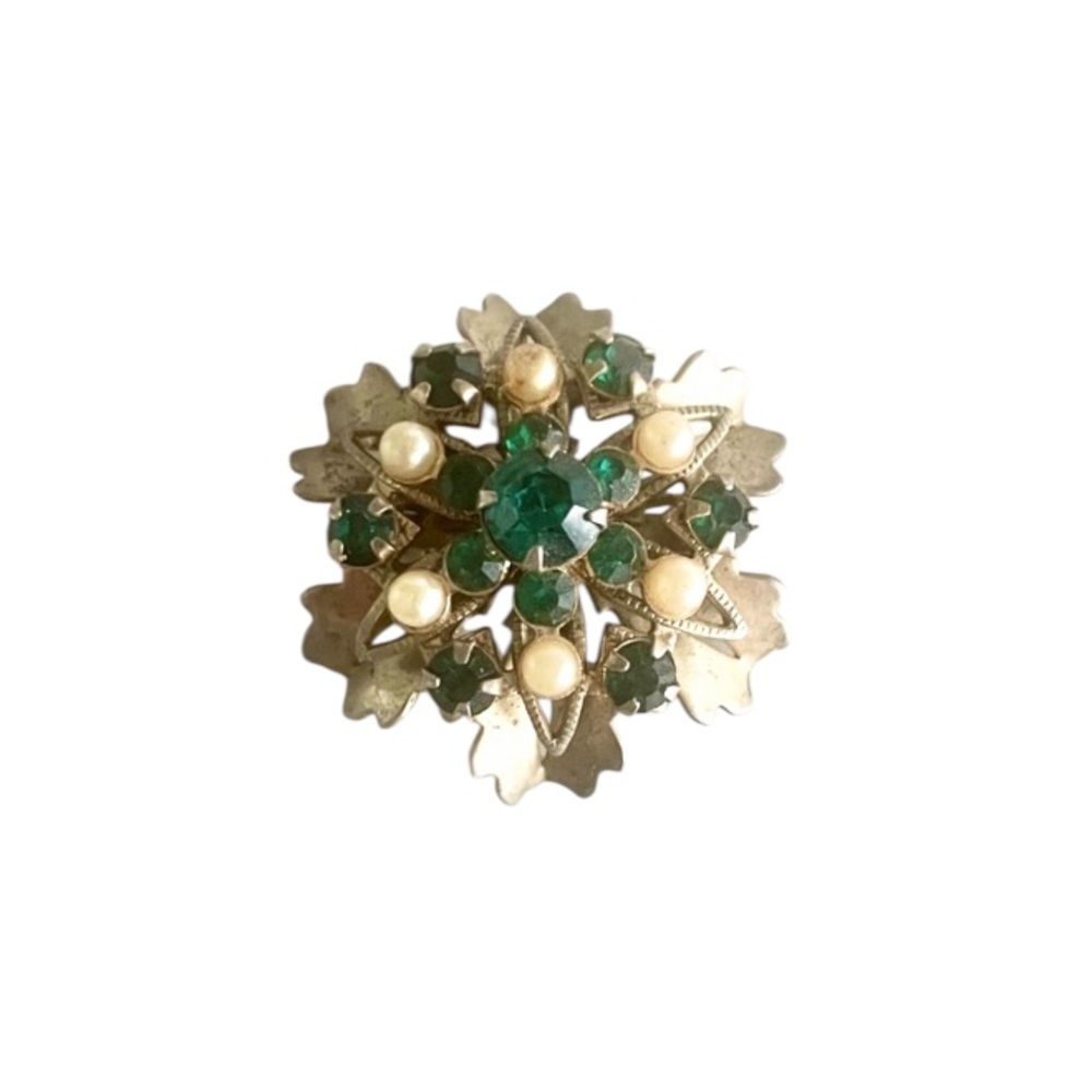 Vintage Pearl And Gemstone Beaded Brooch